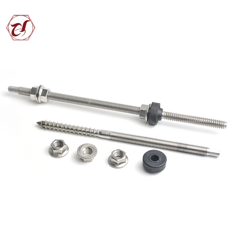 Roof Photovoltaic Energy Solar SS Double Thread Drilling Hook Hanger Bolt